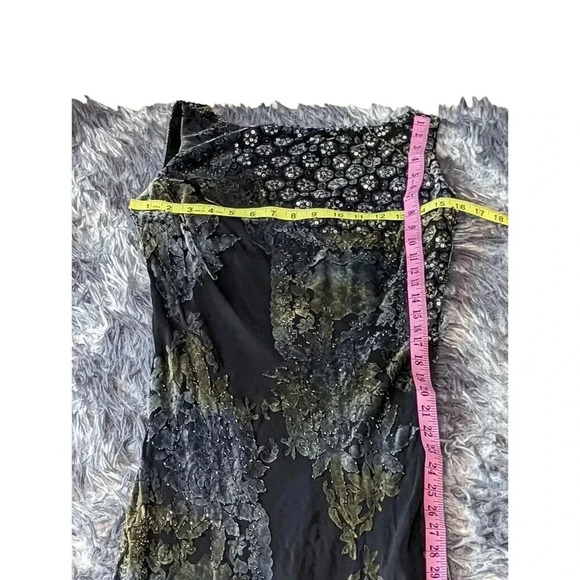 Iridescent Gray Velvet Hand Beaded Lux Evening Gown - Picture 3 of 16